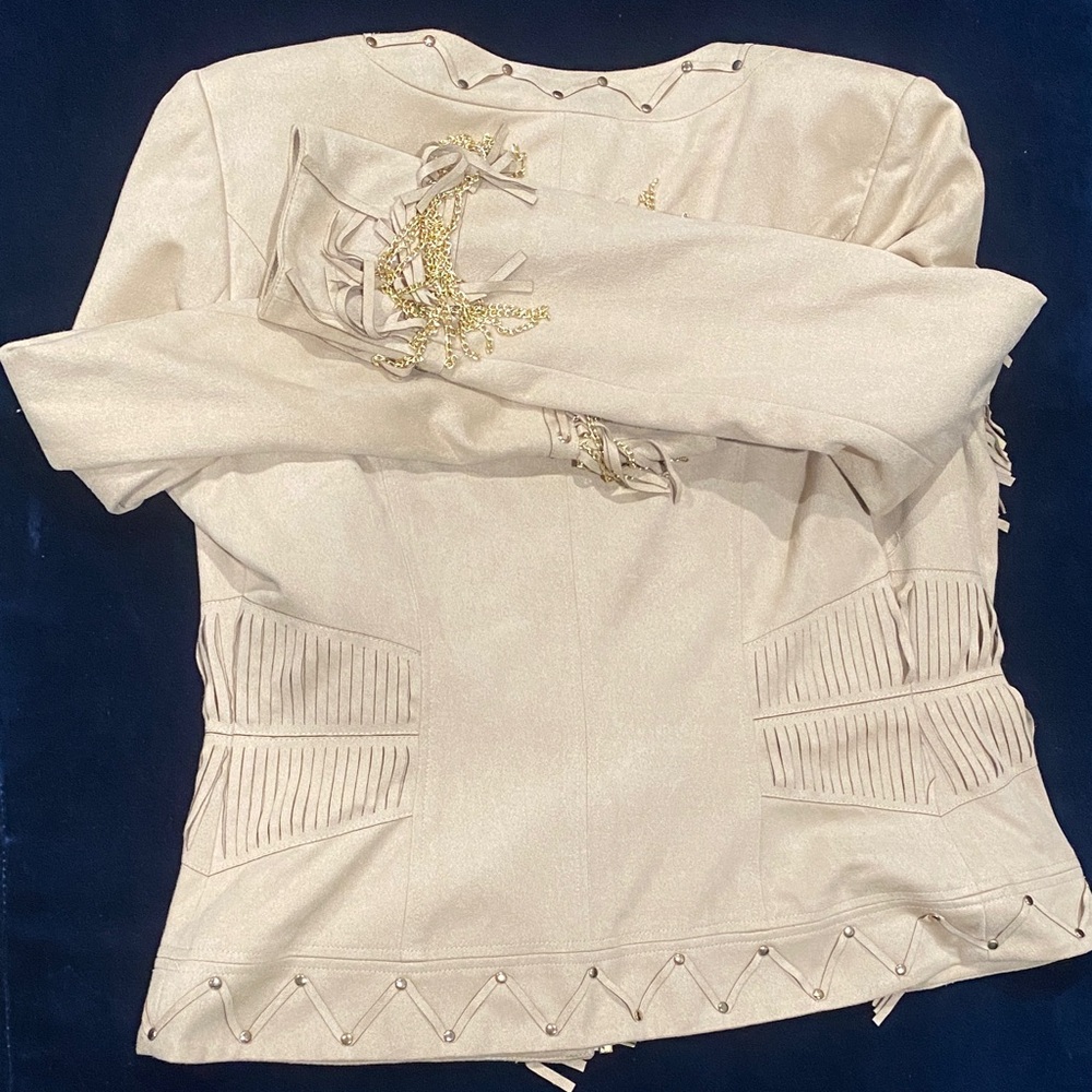 Cache Beige Ruffle Trim Blazer - image 5